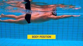 Body Position - Horizontal body position in freestyle to decrease your resistance