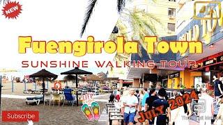 Fuengirola Town | summer sunshine walking tour | July 2024 | City and Beach | Malaga | Spain | 4K