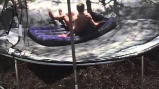 Air mattress filled with water | Almost breaks trampoline