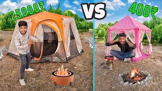 Overnight Jungle survival challenge in  low to high budget camping tent