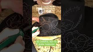 Diy wood burned cowboy felt hat with flowers #upcycle #diy #diyupcycle #reseller #woodburning