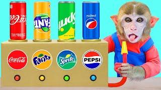 BiBi Monkey sell delicous soda from Coca Pepsi Fanta Vending Machine to earn money | COA Animal