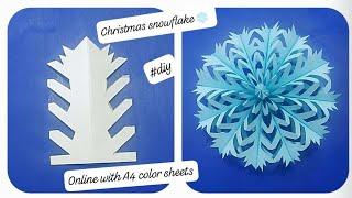 Christmas snowflake craft with A4 sheet color paper #diy #christmas #craft #artandcraft #papercraft