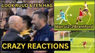 Van Nistelrooy & Ten Hag CRAZY REACTIONS to Garnacho & Højlund GOALS vs Brentford | Man Utd News