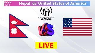 Live: Nepal vs USA | Nepal's Match 1 of 4 | ICC CWC League 2 Match Live | Nepal tour of USA Cricket