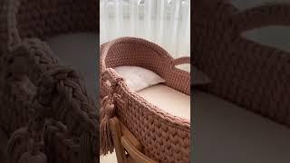 100% Handmade Crochet Moses Basket & Bassinet | Baby Sleeping Baskets with Stand | Factory Direct!