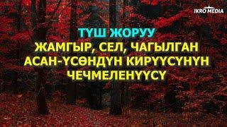 ТҮШ ЖОРУУ. ЖАМГЫР, ЧАГЫЛГАН, СЕЛ, АСАН ҮСӨНДҮН КИРҮҮСҮНҮН ЧЕЧМЕЛЕНҮҮСҮ