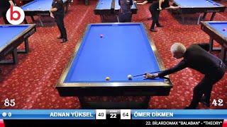 ADNAN YÜKSEL vs ÖMER DİKMEN | 22.BİLARDOMAX BALABAN-THEORY HANDICAP 3 Cushion Billiards LEAGUE