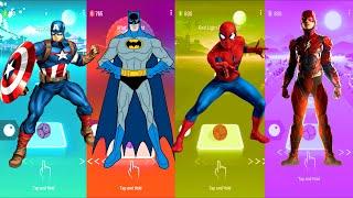 Captain America  Batman  Spiderman  Flash | Marvel Heroes  DC Heroes | Tiles Hop Fun Ball