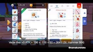 Vecer Axe (no upgrade) Damage Test vs. Saint Hammer feat. doom axe - Ragnarok Mobile