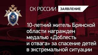 10-летний житель Брянской области награжден медалью «Доблесть и отвага» за спасение детей