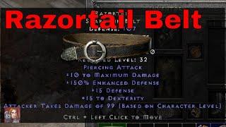 D2R Unique Items - Razortail Belt (Sharkskin Belt)