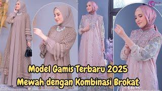 MODEL GAMIS TERBARU 2025 MEWAH ELEGAN DENGAN KOMBINASI BROKAT