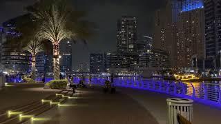 Дубай Марина, прогулка по набережной/Dubai Marina, walk in the street. Dubai, UAE, summer