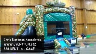 Camo Combo Moonwalk Rental with Attached Slide in MI, IN, IA, PA, KY, TN, OH