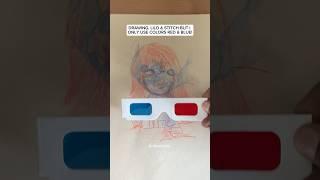 DRAWING LILO & STITCH, BUT I CAN ONLY USE 2 COLORS  DID YOU SEE THE MAGIC?🪄 #art #stitch #viral