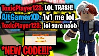 *NEW CODE* I 1v1’d a TOXIC person in Boku No Roblox | Boku No Roblox Remastered