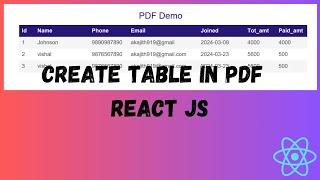 How to generate PDF in React || How to Generate PDF Witth Table in React || Download PDF in React js