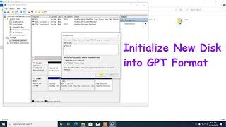 How to initialize new disk into GPT / MBR format | Create Partition to new hard drive on Windows 10.