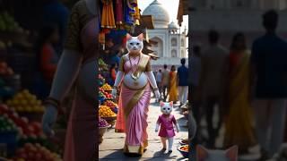 Pregnant cat gives birth in traditional market near Taj Mahal India. #cat #kitten #ai #comedy