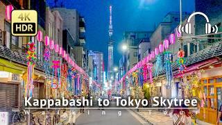 Night Walk from Kappabashi to Tokyo Skytree through Asakusa & Sumida River before Tanabata Festival