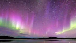 [10 Hours ASMR] Spectacular Aurora Borealis Shining | Northern Lights in Night Sky with Wind Sounds