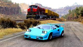 Train vs Lamborghini Car - Forza Horizon 5 - Catch Me If You Canyon