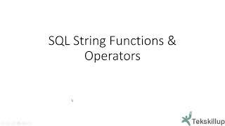 String Functions and Operators in PostgreSQL