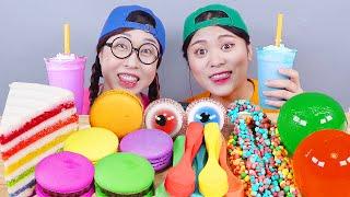 ASMR Rainbow Dessert Mukbang DONA