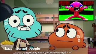 gumball and Darwin watching trolls FIRST MEET MEME old vs new