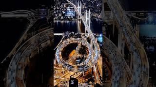 Shanghai Night Aerial Views 4k