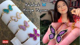  Kelebek Kolye Yapımı | Tuğla Tekniği ile Kelebek Kolye Yapımı | Brick Stitch Tutorial