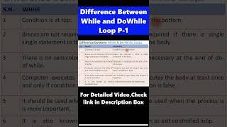 Difference between Do While and While Loop P-1