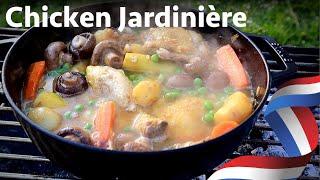 Poulet Jardiniere. Chicken Stew with Garden Vegetables.