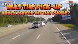 Truck hit car that cut in front | Was pickup driver on the phone? | Driver called out for parking