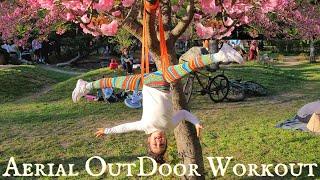 Pole Dance & Aerial Outdoor Workout with Flexible Little Girl