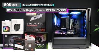 Build VLOG: ₱78K RTX 4060 ti 16gb + Ryzen 5 7600X RGB Gaming/Rendering PC [Ph]