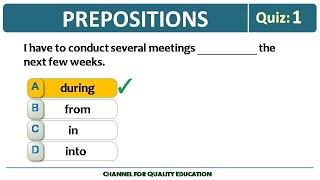 Prepositions Quiz 1  | English Grammar for competitive tests | Test your English Grammar