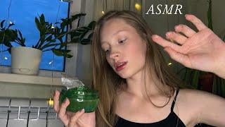 асмр‍️массаж лица и шеи алоэ вера|asmr🪴face and neck massage aloe vera