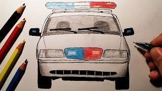 Как нарисовать ПОЛИЦЕЙСКИЙ АВТОМОБИЛЬ поэтапно / How to draw a POLICE CAR