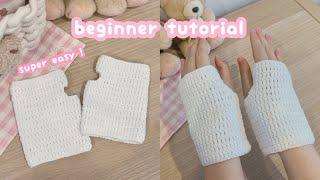 ️crochet beginner gloves | winter accessory crochet, fingerless hand warmer, easy crochet project