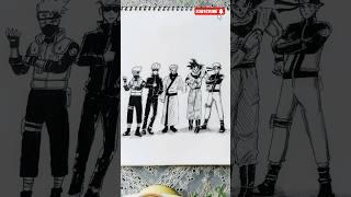 StickMan To Kakashi, Gojo, Sukuna, Goku and Naruto  #shorts #anime #drawing