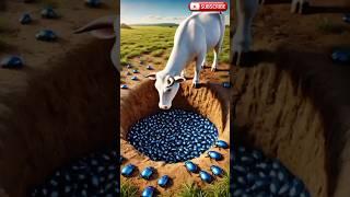 The cow fell into a pit and was covered into a million of blue bettles