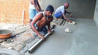 Techniques of flooring Plastering in hollow block house-using by msand and cement Construction