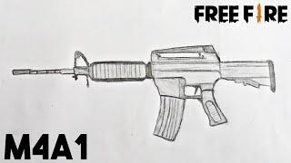 Drawing M4A1 Gun From Free Fire 