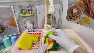 [Toy ASMR][No Talking]Play Kitchen ASMR | Making Salad, and Do the Dishes with Kitchen toy