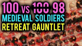 100 vs 98 Medieval Soldiers w/ Retreat Gauntlet (RimWorld Versus / Duel)