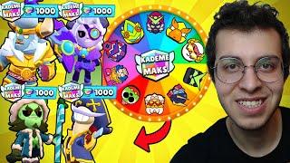 24 SAAT BOYUNCA ÇARKTAN ÇIKAN KARAKTERİ 50 RÜTBE YAPTIM !! BRAWL STARS