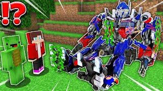 JJ and Mikey find ABANDONED OPTIMUS PRIME Transformers CHALLENGE in Minecraft / Maizen animation