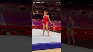 Simone Biles,Jordan Chiles, Kara Eaker training at the Olympic trials 2021